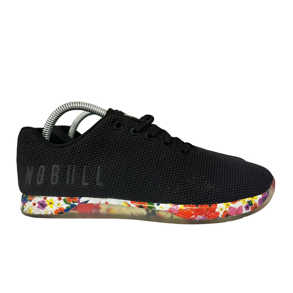 NOBULL Trainer Plus Unisex W9.5 M8 Black Mesh Floral Gum Sole Sneakers